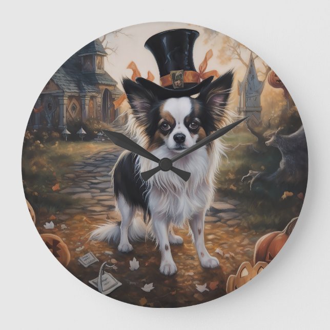 Papillon Pumpa Halloween Skräckinjagande Stor Klocka (Framsida)
