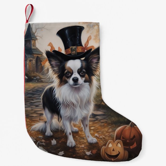 Papillon Pumpkins Halloween Scary Liten Julstrumpa (Framsidan)