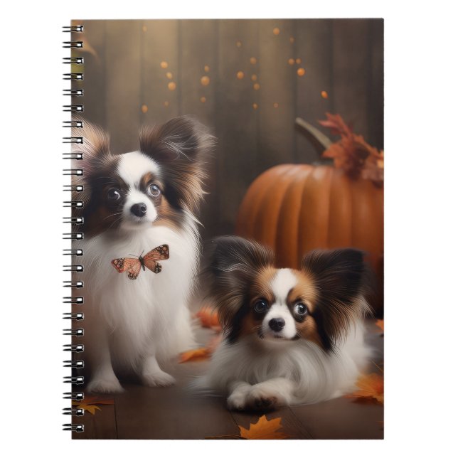 Papillon Puppy Autumn Delight Pumpkin Anteckningsbok (Framsidan)