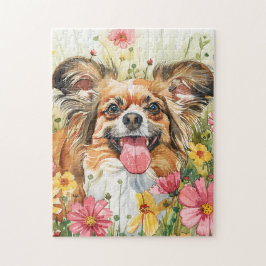 Papillon Pussel – Akvarell Hund Konst