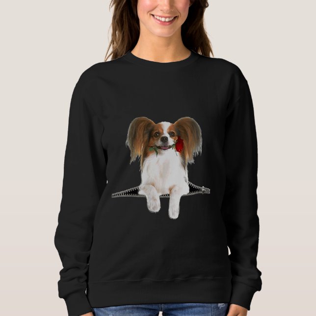 Papillon Ro Zipper Hund Pocket T Shirt (Framsida)