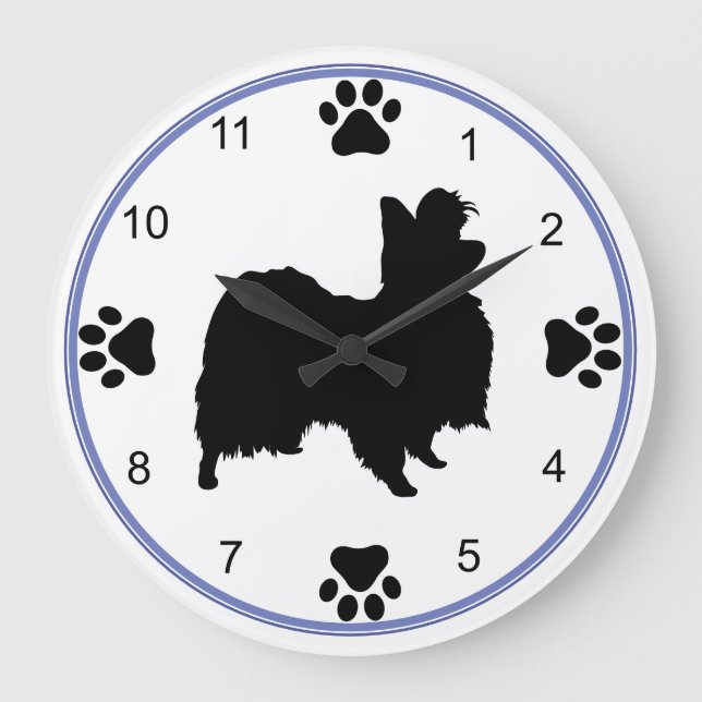Papillon Silhouette Stor Klocka (Framsida)