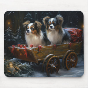 Papillon Snöig släde juldekoration Musmatta