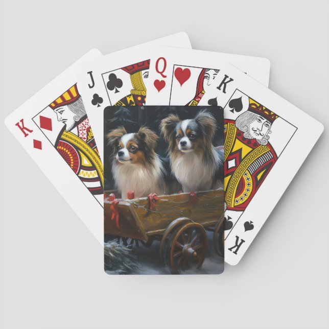 Papillon Snowy Sleigh-juldekretet Casinokort (Baksidan)