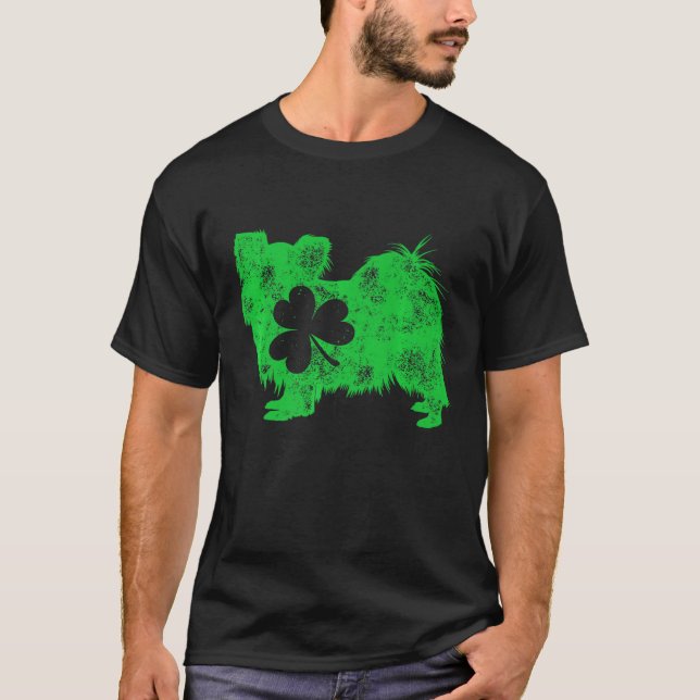 Papillon St patricks day Shamrock Continental Leks T Shirt (Framsida)