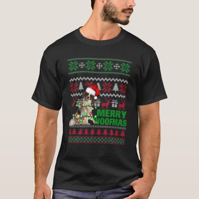 Papillon till Merry Woofmas Ugly julsötare T Shirt (Framsida)