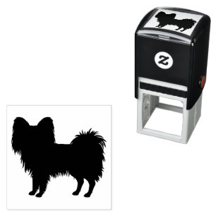 Papillon Toy Breed Hund Silhuett Självfärgande Stämpel