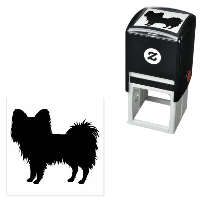Papillon Toy Breed Hund Silhuett Självfärgande Stämpel (In Situ)