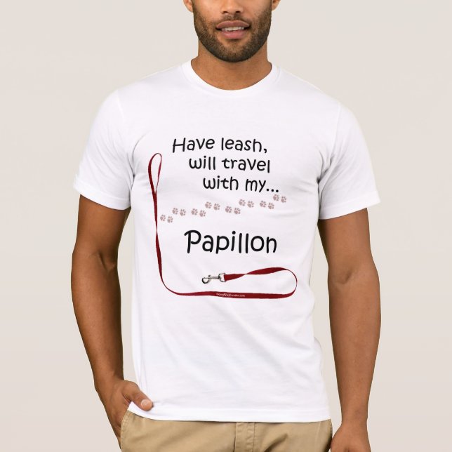 Papillon Travel Leash Tee Shirt (Framsida)