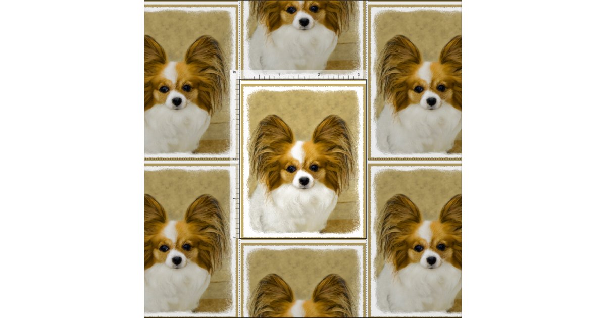 Papillon (Tri hund) målning - original- hundkonst Tyg ...