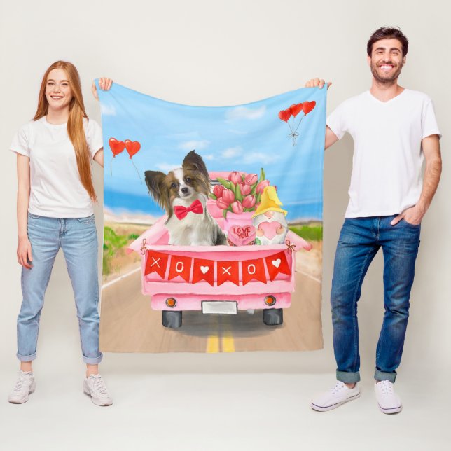 Papillon-valentinstagslastbil Fleecefilt (På plats)