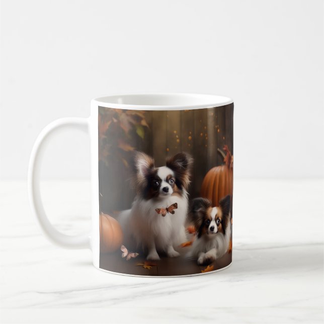 Papillon Valp Höstglädje Pumpa Kaffemugg (Vänster)