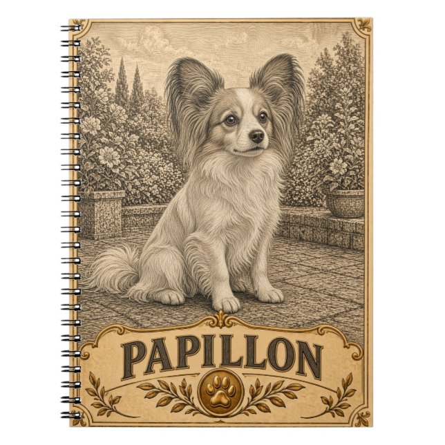 Papillon, Vintage Heritage Hund Anteckningsbok (Framsidan)
