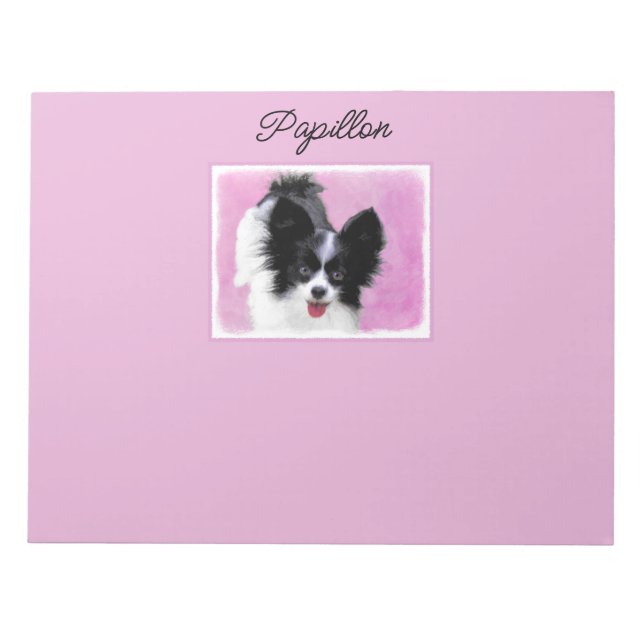 Papillon (vit och svart) - Hund Art-anteckning Anteckningsblock (Framsida)