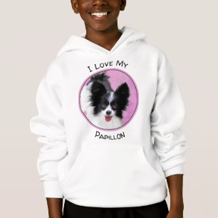 Papillon (vit och svart) - Hund Art T Shirt