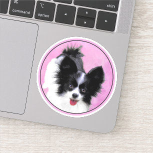 Papillon (Vit och Svart) Målning - Hund Konst Klistermärken