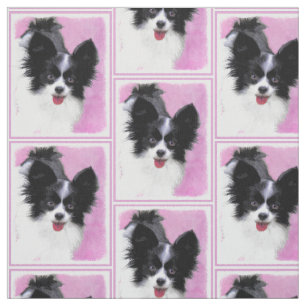 Papillon (vit och svart) målning - hundkonst tyg