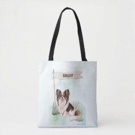 Papillon Watercolor Personalized Dog Tygkasse