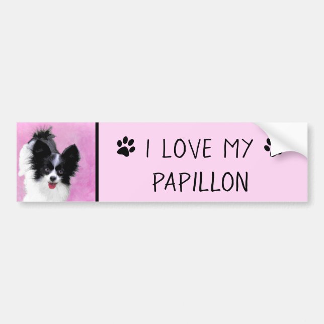 Papillonfärg (vit och svart) - Hund Art Bildekal (Framsidan)