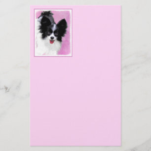 Papillonfärg (vit och svart) - Hund Art Brevpapper