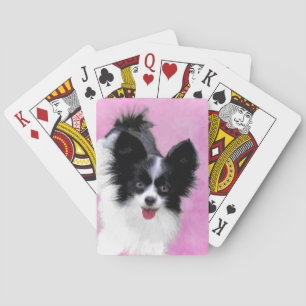 Papillonfärg (vit och svart) - Hund Art Casinokort