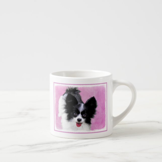 Papillonfärg (vit och svart) - Hund Art Espressomugg (Höger)