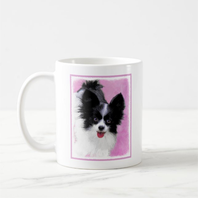 Papillonfärg (vit och svart) - Hund Art Kaffemugg (Vänster)