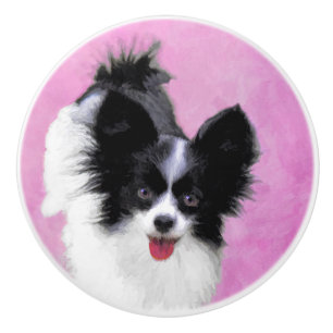 Papillonfärg (vit och svart) - Hund Art Knopp