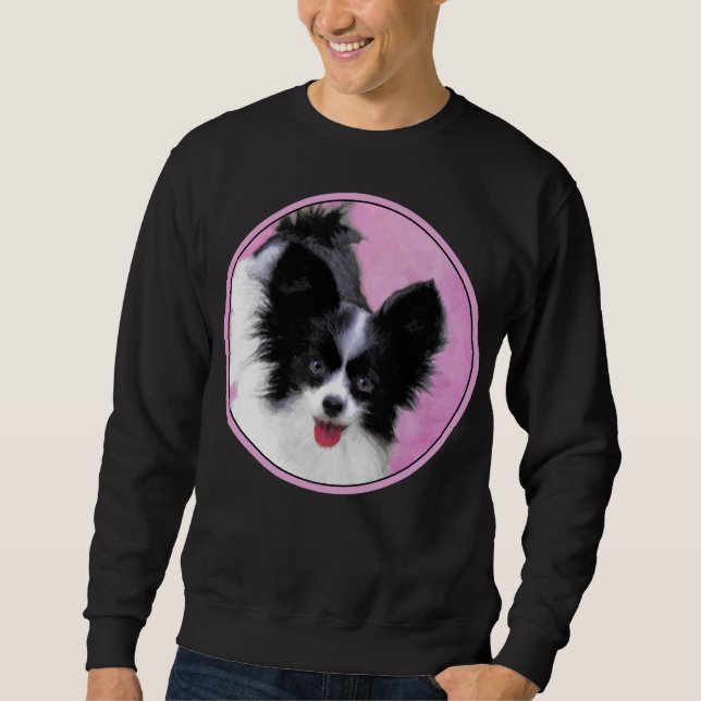 Papillonfärg (vit och svart) - Hund Art Lång Ärmad Tröja (Framsida)