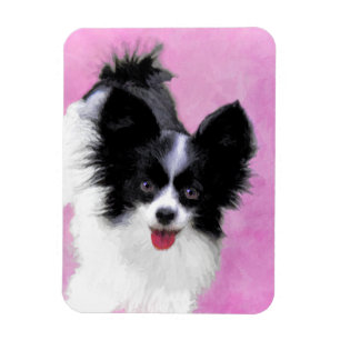Papillonfärg (vit och svart) - Hund Art Magnet