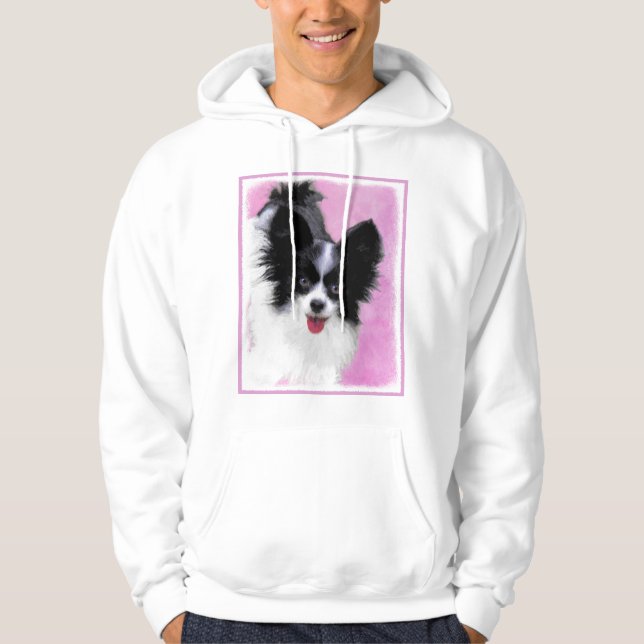 Papillonfärg (vit och svart) - Hund Art Munkjacka (Framsida)