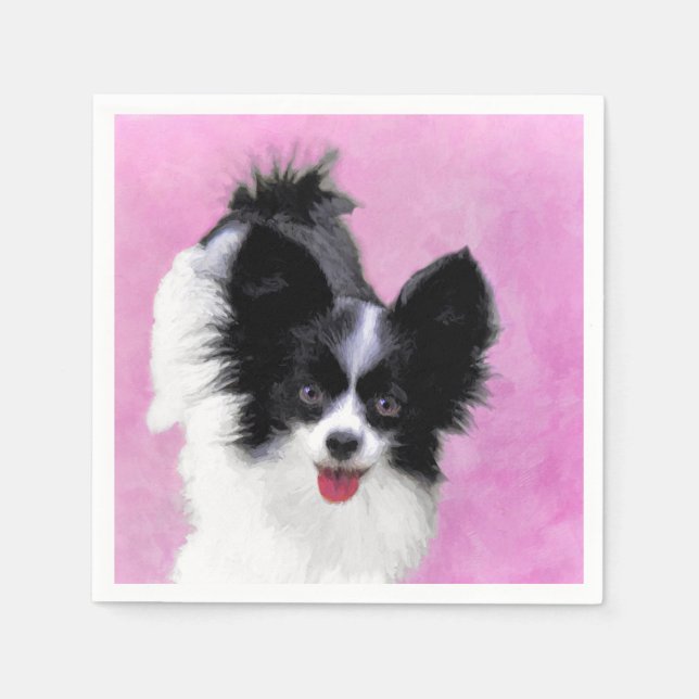 Papillonfärg (vit och svart) - Hund Art Pappersservett (Framsidan)