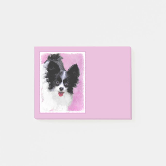 Papillonfärg (vit och svart) - Hund Art Post-it Block (Framsida)