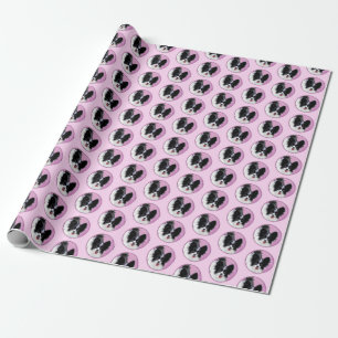 Papillonfärg (vit och svart) - Hund Art Presentpapper