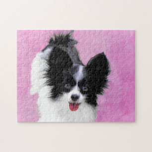 Papillonfärg (vit och svart) - Hund Art Pussel