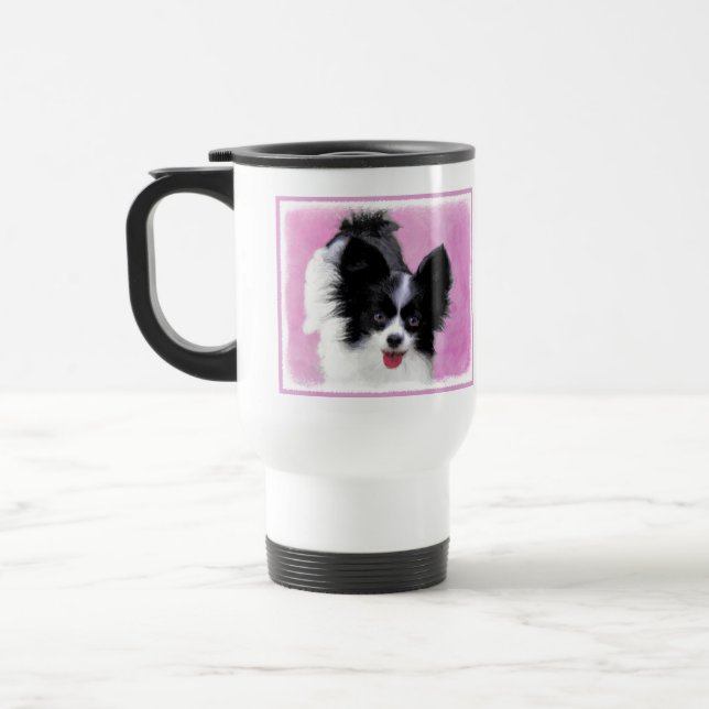 Papillonfärg (vit och svart) - Hund Art Resemugg (Vänster)