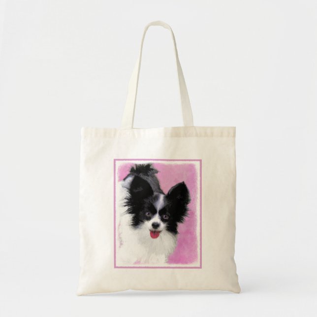 Papillonfärg (vit och svart) - Hund Art Tygkasse (Framsidan)
