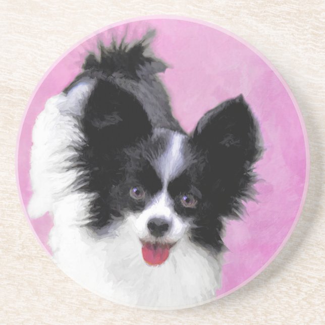 Papillonfärg (vit och svart) - Hund Art Underlägg (Framsidan)