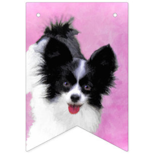 Papillonfärg (vit och svart) - Hund Art Vimplar