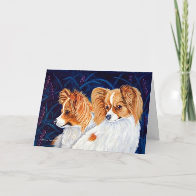 Papillonhälsningskort för Hund Kort (Framsida)