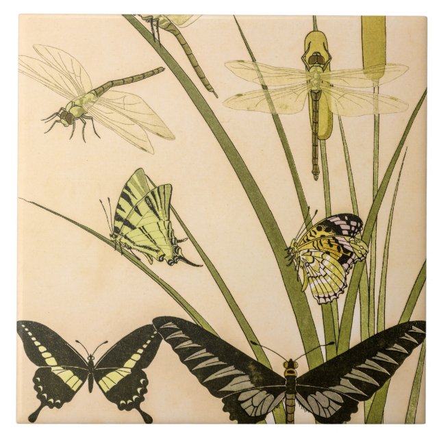 Papillons & Dragonflies by Maurice Verneuil Kakelplatta (Framsidan)