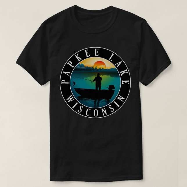 Papkee Sjö Wisconsin Fishing T Shirt (Design framsida)