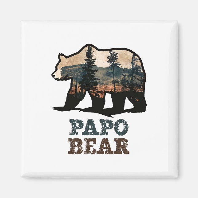 Papo Björn Vintage Retro Rolig  Magnet (Framsidan)