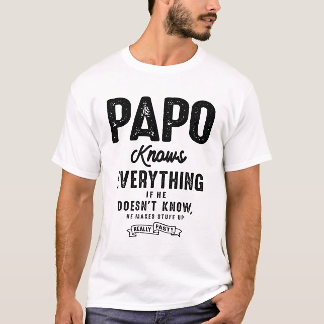 Papo vet allt - Fars dag T Shirt (Framsida)