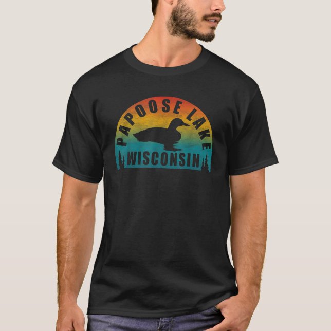 Papoose Sjö Northern Wisconsin Sunset Loon T Shirt (Framsida)