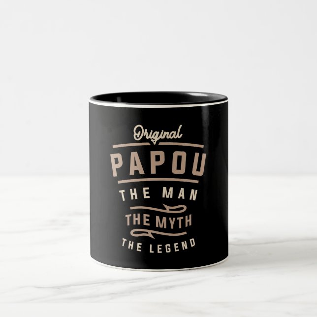 Papou Mannen, myten, legenden - farfar Pappa Två-Tonad Mugg (Center)