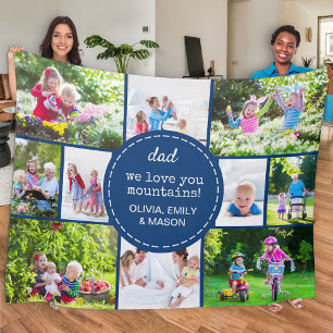 Pappa 12 Fotokollage Vi Kärlek er blå Anpassning Fleecefilt