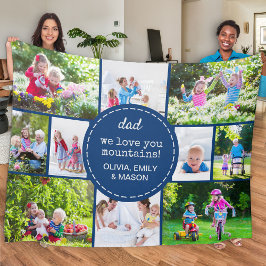 Pappa 12 Fotokollage Vi Kärlek er Blå Anpassningsb Fleecefilt