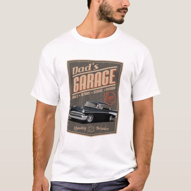 Pappa 1957 Garage T Shirt (Framsida)