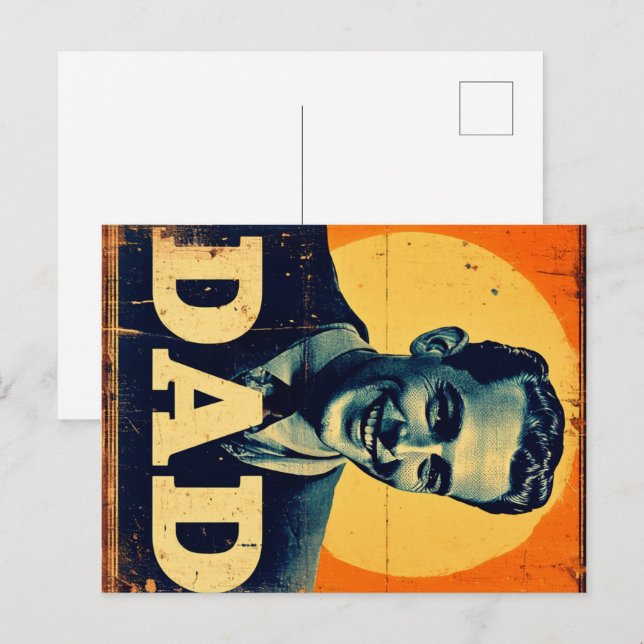 PAPPA (1) 1960s-inspirerad grafik Helg Vykort (Fram/baksida)